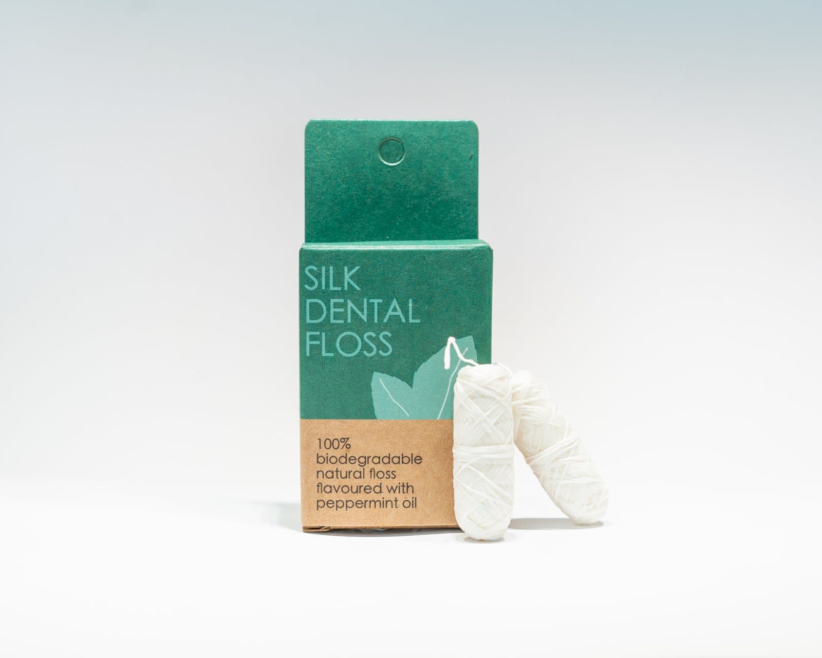 Silk dental floss refill box with two rolls